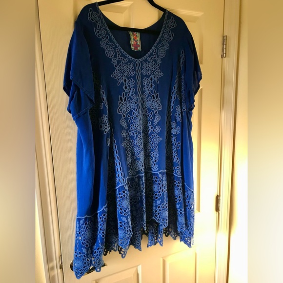 Johnny Was Kaylyn cobalt blue eyelet tunic size XXL - Picture 2 of 6